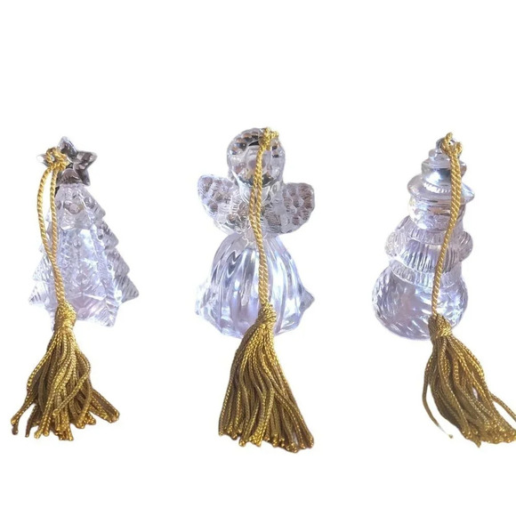 GORHAM Set 3 Snowman Tree & Angel Lady Anne Crystal Christmas Xmas Tree Ornament - Picture 6 of 7